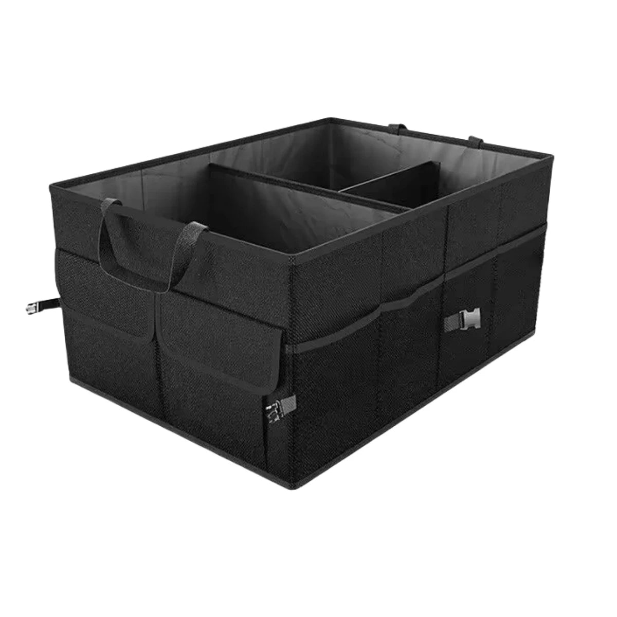 Black collapsible boot organiser with compartments